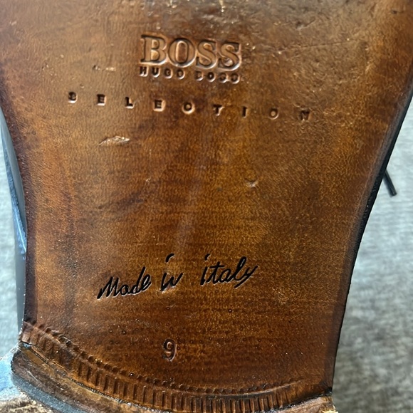 Boss Hugo Boss Mens Lace Up Wing Tip Oxford Black Leather Shoes 9 - Picture 14 of 15